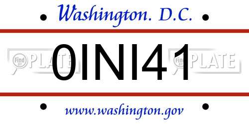0INI41 District Of Columbia License Plate