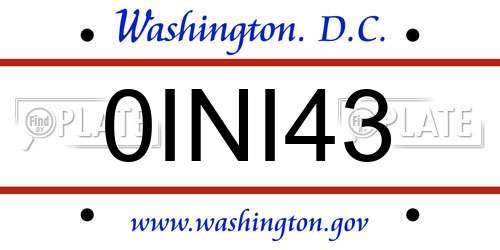 0INI43 District Of Columbia License Plate
