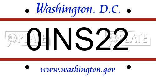 0INS22 District Of Columbia License Plate