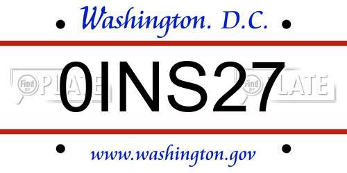 0INS27 District Of Columbia License Plate