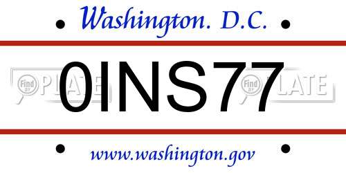 0INS77 District Of Columbia License Plate