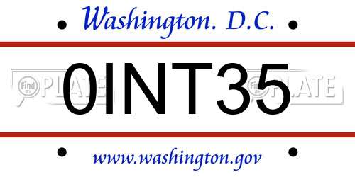 0INT35 District Of Columbia License Plate