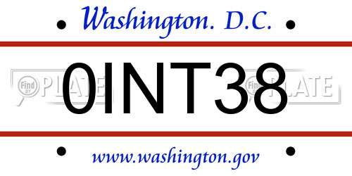 0INT38 District Of Columbia License Plate