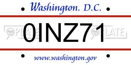 0INZ71 District Of Columbia License Plate