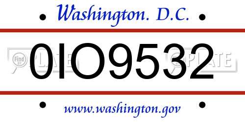 0IO9532 District Of Columbia License Plate