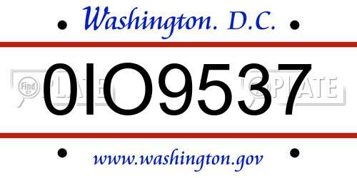 0IO9537 District Of Columbia License Plate