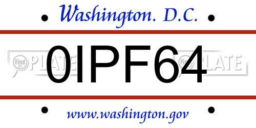 0IPF64 District Of Columbia License Plate