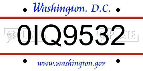0IQ9532 District Of Columbia License Plate