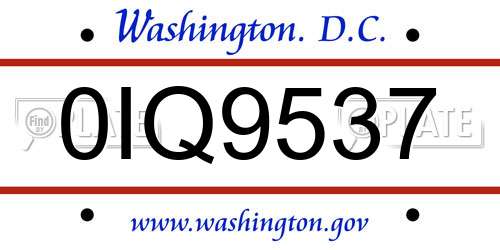 0IQ9537 District Of Columbia License Plate