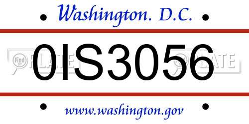 0IS3056 District Of Columbia License Plate