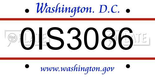 0IS3086 District Of Columbia License Plate