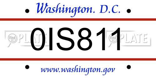0IS811 District Of Columbia License Plate