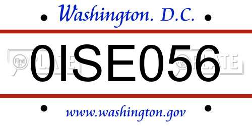 0ISE056 District Of Columbia License Plate