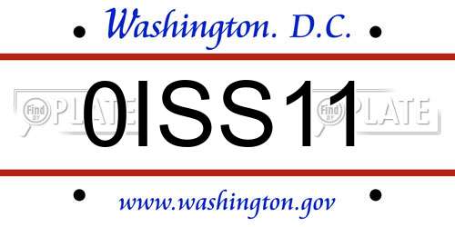 0ISS11 District Of Columbia License Plate