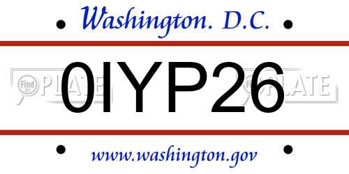 0IYP26 District Of Columbia License Plate