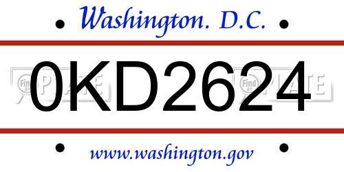 0KD2624 District Of Columbia License Plate
