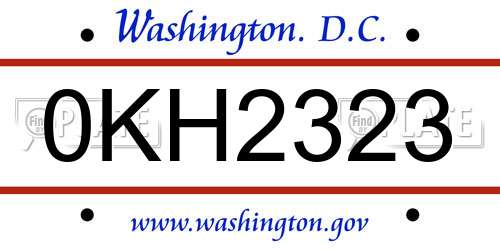 0KH2323 District Of Columbia License Plate