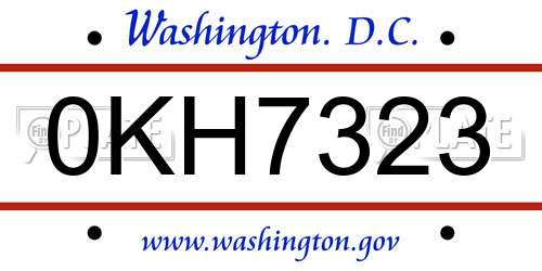 0KH7323 District Of Columbia License Plate