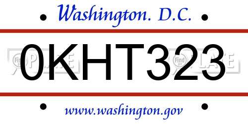 0KHT323 District Of Columbia License Plate