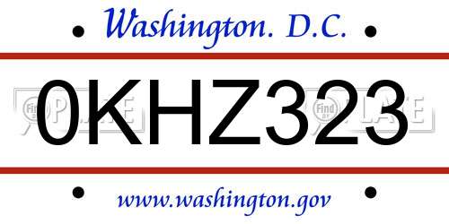 0KHZ323 District Of Columbia License Plate