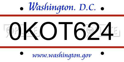 0KOT624 District Of Columbia License Plate