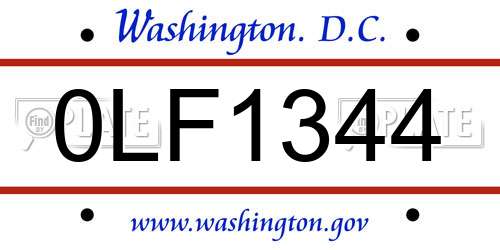 0LF1344 District Of Columbia License Plate