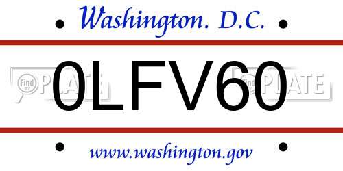 0LFV60 District Of Columbia License Plate