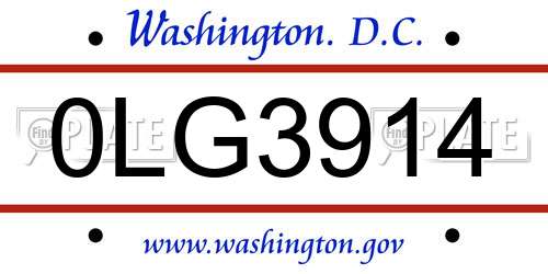0LG3914 District Of Columbia License Plate
