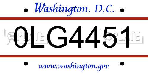 0LG4451 District Of Columbia License Plate