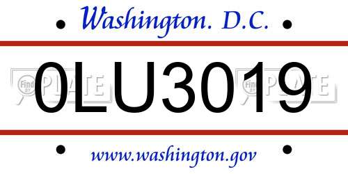 0LU3019 District Of Columbia License Plate