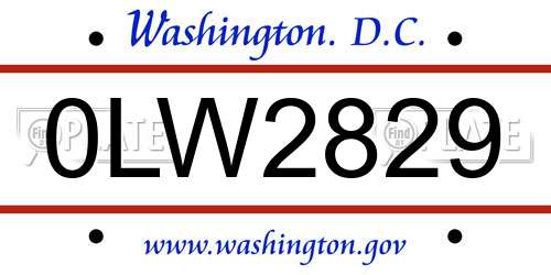 0LW2829 District Of Columbia License Plate