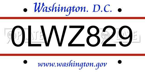 0LWZ829 District Of Columbia License Plate