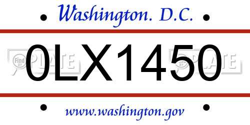 0LX1450 District Of Columbia License Plate