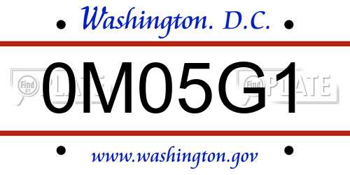 0M05G1 District Of Columbia License Plate