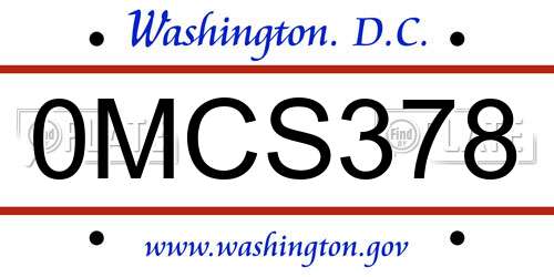 0MCS378 District Of Columbia License Plate