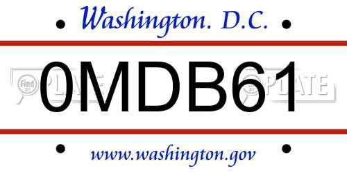 0MDB61 District Of Columbia License Plate