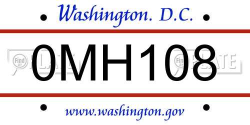 0MH108 District Of Columbia License Plate
