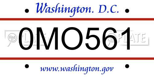 0MO561 District Of Columbia License Plate