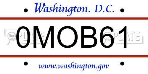 0MOB61 District Of Columbia License Plate