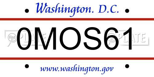 0MOS61 District Of Columbia License Plate