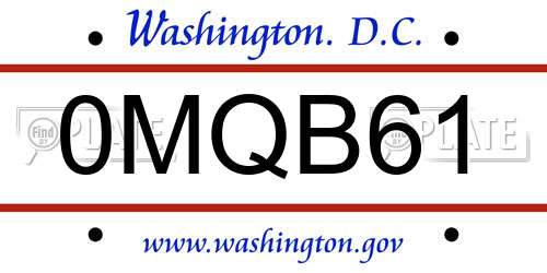 0MQB61 District Of Columbia License Plate