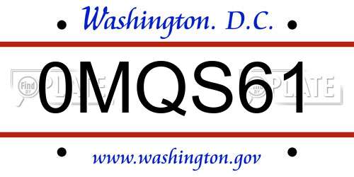 0MQS61 District Of Columbia License Plate