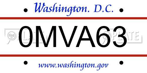 0MVA63 District Of Columbia License Plate