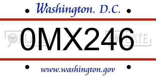 0MX246 District Of Columbia License Plate