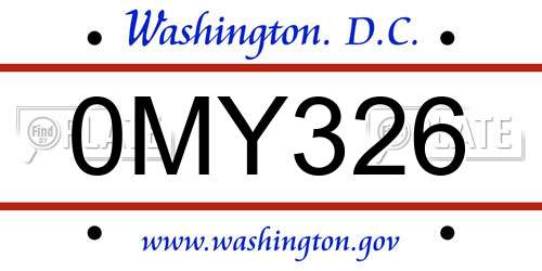 0MY326 District Of Columbia License Plate