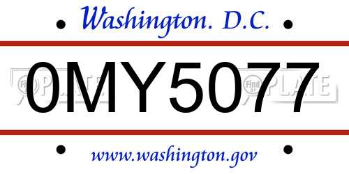 0MY5077 District Of Columbia License Plate