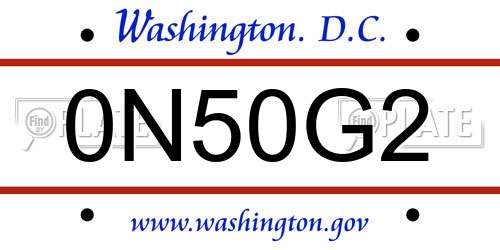 0N50G2 District Of Columbia License Plate