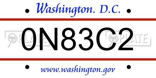 0N83C2 District Of Columbia License Plate