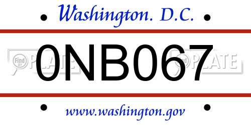 0NB067 District Of Columbia License Plate