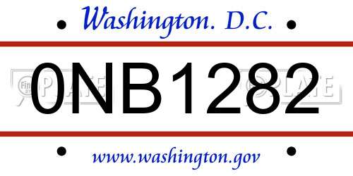 0NB1282 District Of Columbia License Plate